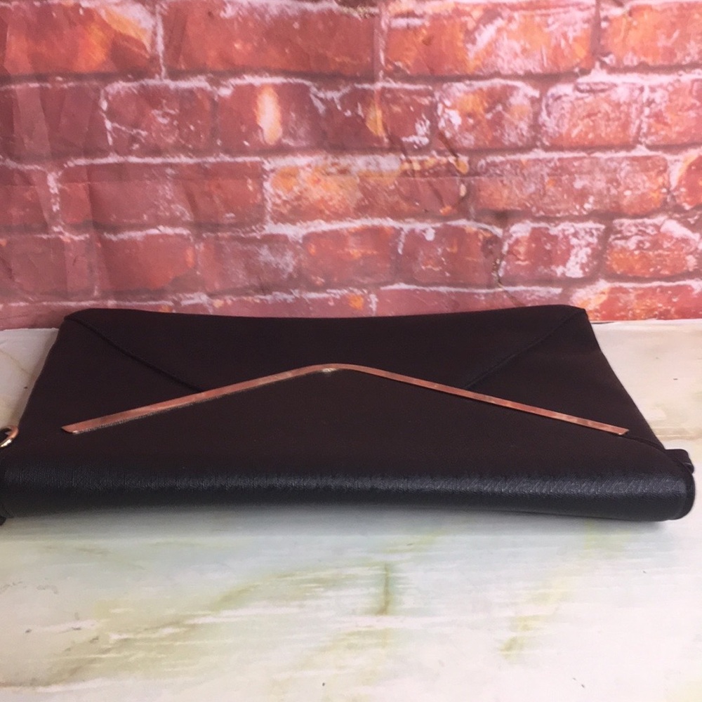 Retro Black Envelop Clutch with Gold Trim - Picture 7 of 8